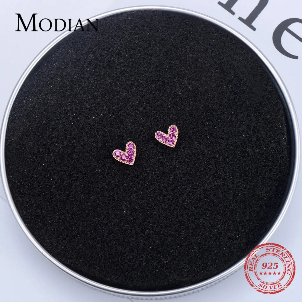 Pink Zircon Heart Studs