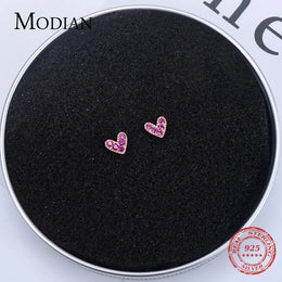 Pink Zircon Heart Studs