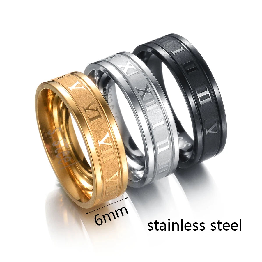 Roman Numeral Steel Ring