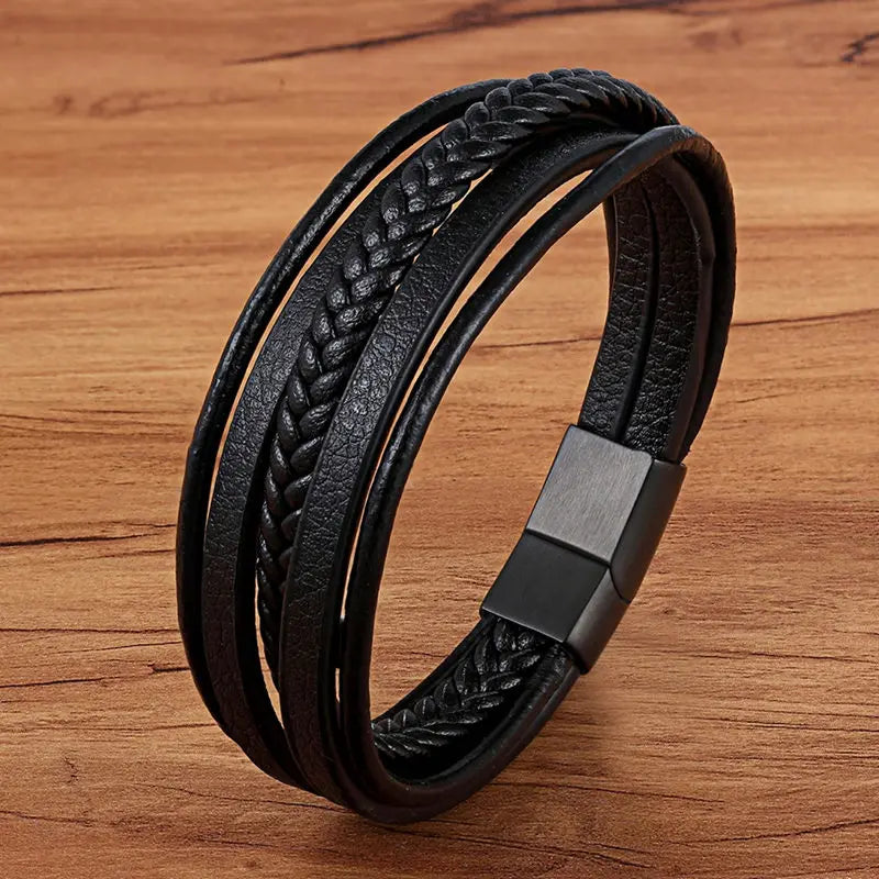 Braided Leather Magnetic Bracelet