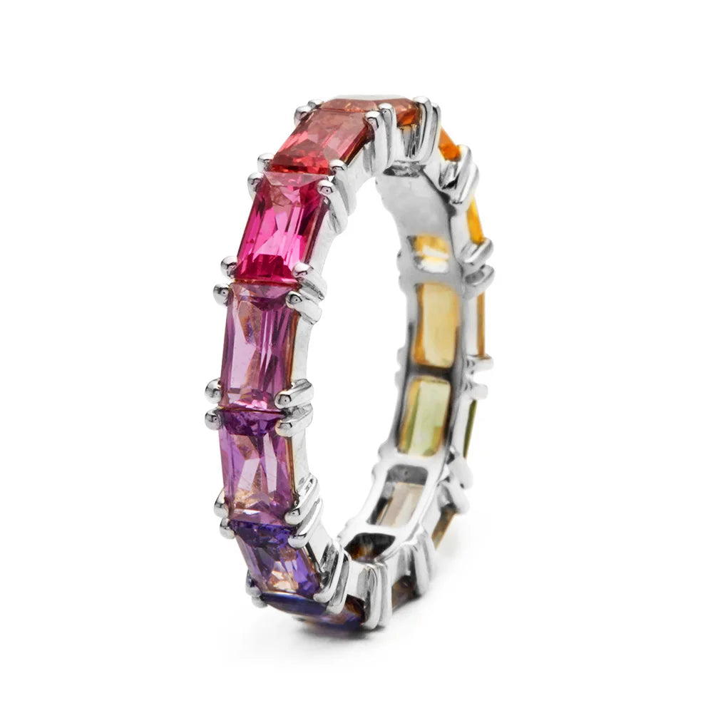 Colorful Cubic Zircon Ring