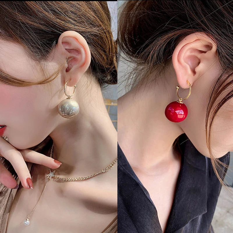 Geometric Pearl Drop Earrings