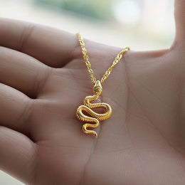 Gold Snake Pendant Necklace