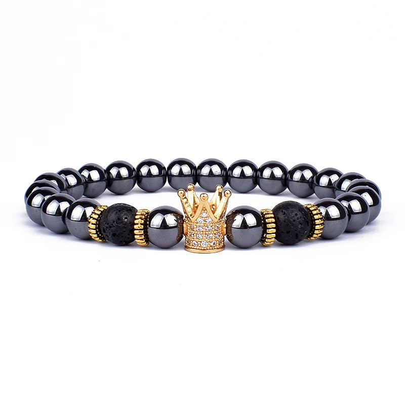 Obsidian Lion Charm Bracelet