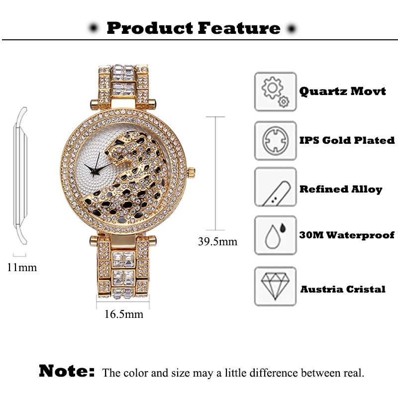 MISSFOX Crystal Leopard Watch