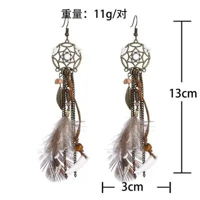 Dreamcatcher Feather Tassel Earrings