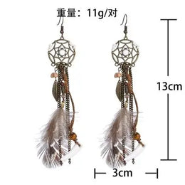 Dreamcatcher Feather Tassel Earrings