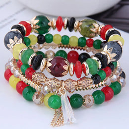 Green Crystal Tassel Bracelet