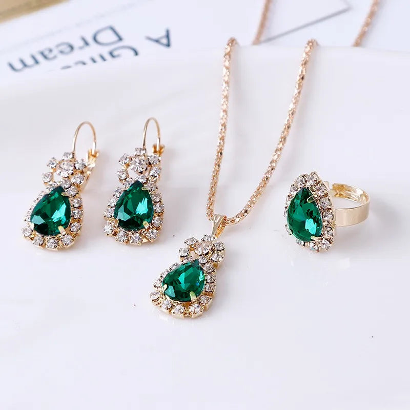 Blue Crystal Bridal Set