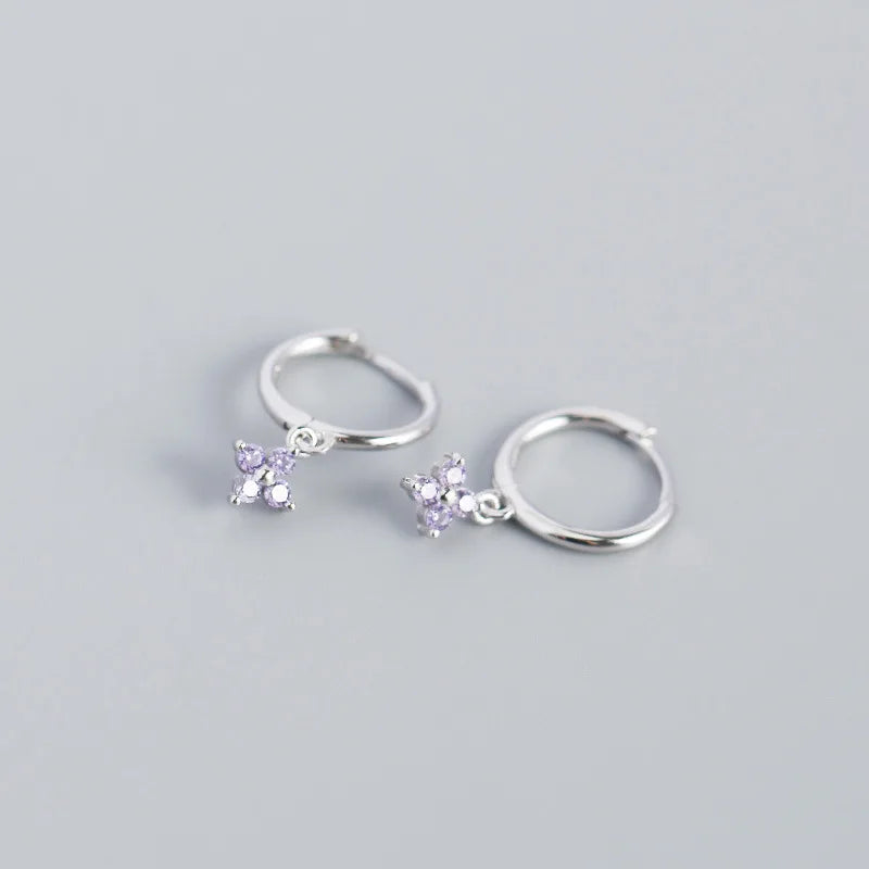 Floral Zircon Silver Studs