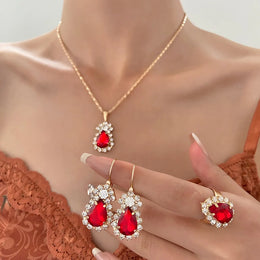 Blue Crystal Bridal Set