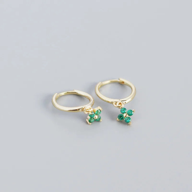 Floral Zircon Silver Studs