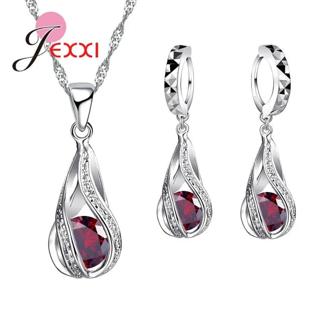 Sterling Waterdrop Zircon Set