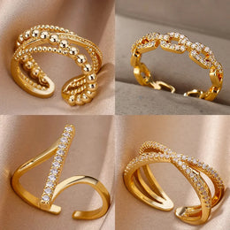 Geometric Zircon Open Ring