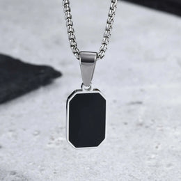 Black Enamel Square Necklace
