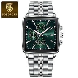 POEDAGAR Square Chronograph Watch