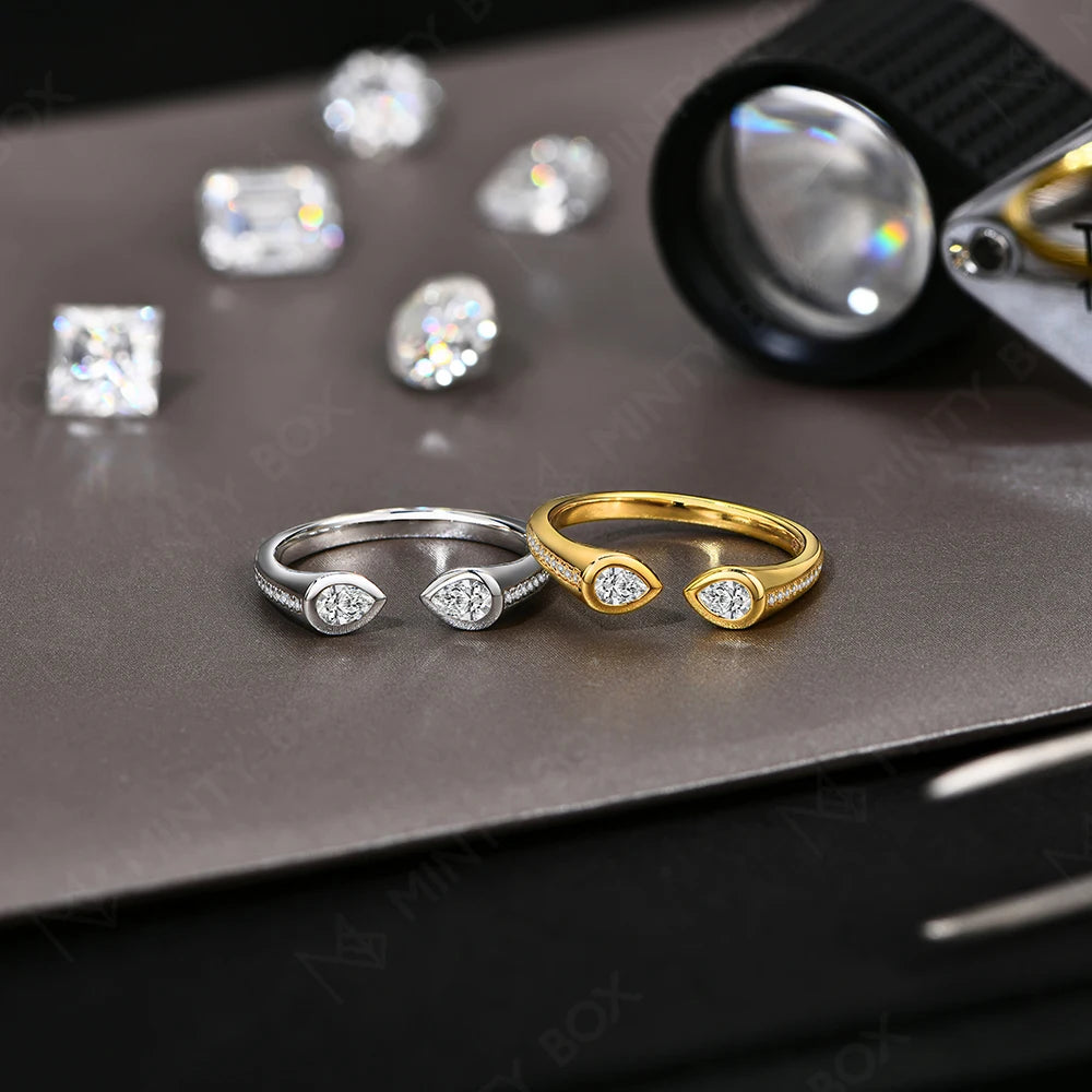 Pear Moissanite Snake Ring