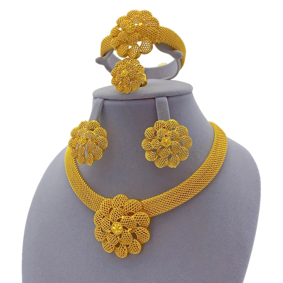 Flower Gold Jewelry Set