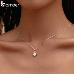 Opal Sun Silver Necklace