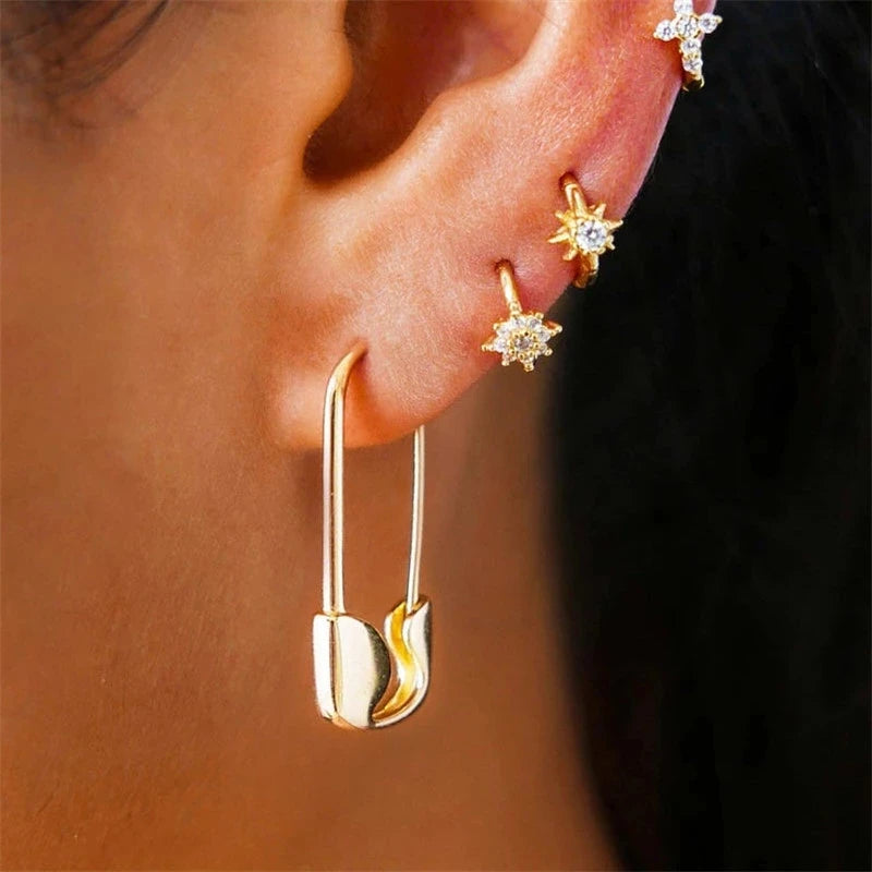Safety Pin Drop Earrings