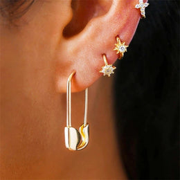 Safety Pin Drop Earrings