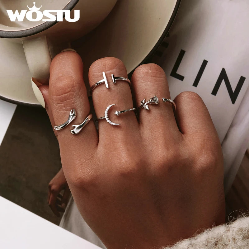 WOSTU Adjustable Sterling Ring