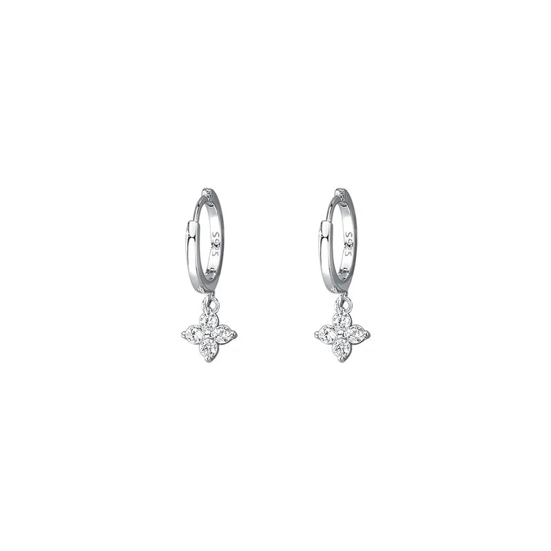 Floral Zircon Silver Studs