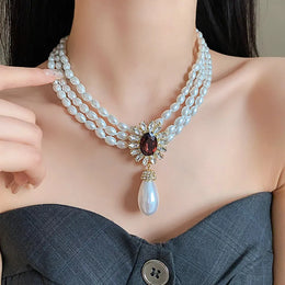Floral Rhinestone Pearl Set