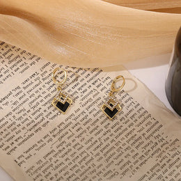 Black Rhombus Rhinestone Drops