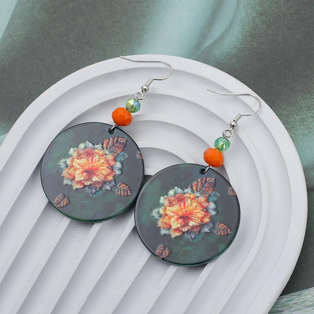Black Acrylic Flower Earrings