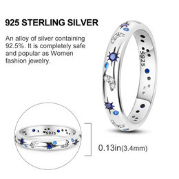 Blue Zircon Moon Ring