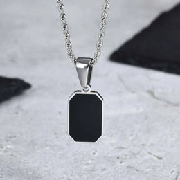 Black Enamel Square Necklace