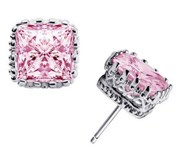 Square Zircon Silver Earrings