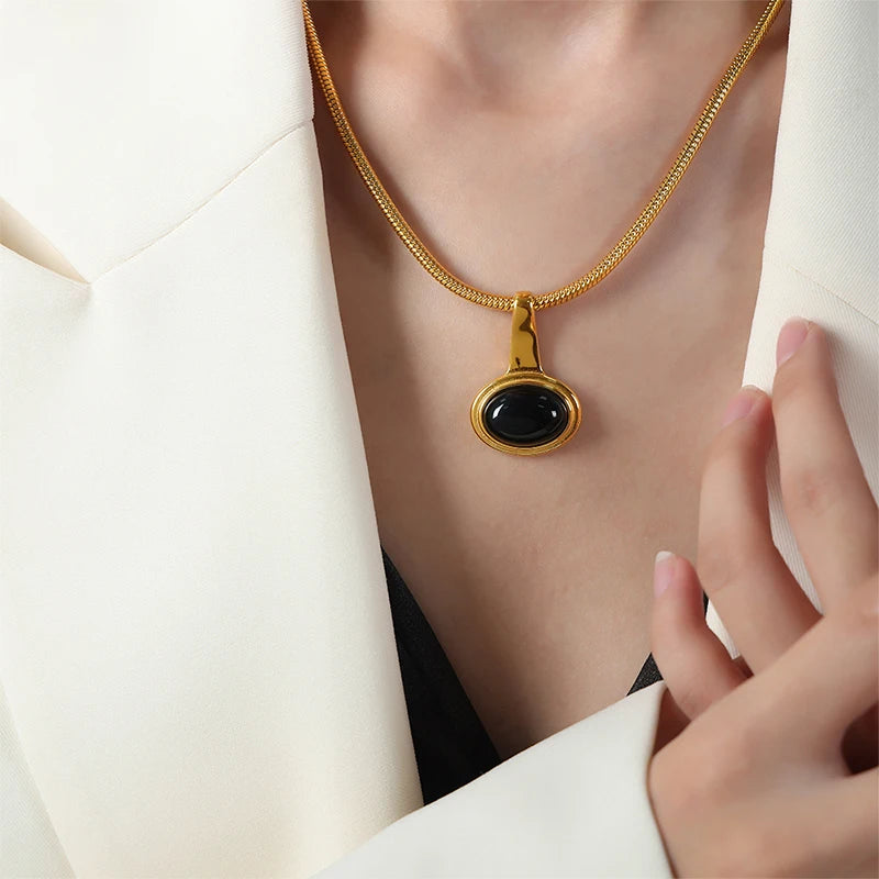 Black Onyx Pendant Necklace