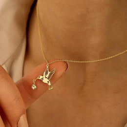 Birthstone Hummingbird Pendant Necklace