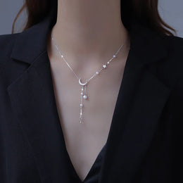 Sterling Star Moon Necklace