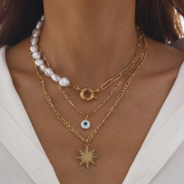 Layered Pearl Heart Necklace