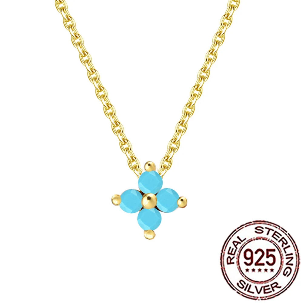 Turquoise Clover Silver Necklace