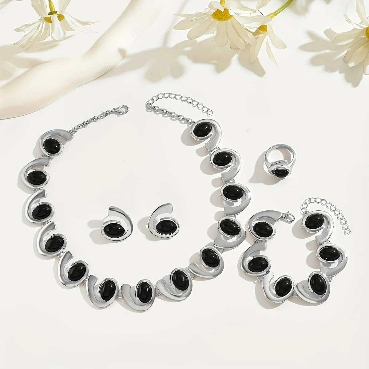 Geometric Black Jewelry Set