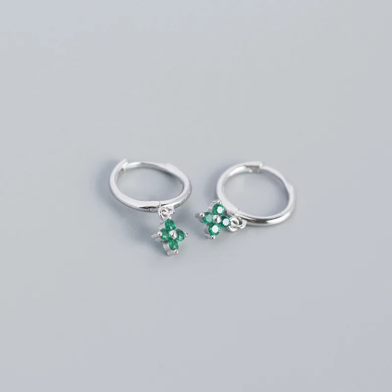 Floral Zircon Silver Studs