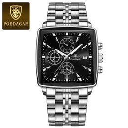 POEDAGAR Square Chronograph Watch