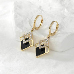 Black Rhombus Rhinestone Drops