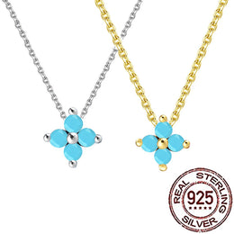 Turquoise Clover Silver Necklace