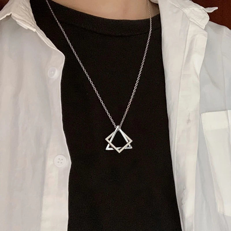 Interlocking Geometric Steel Necklace
