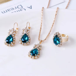 Blue Crystal Bridal Set