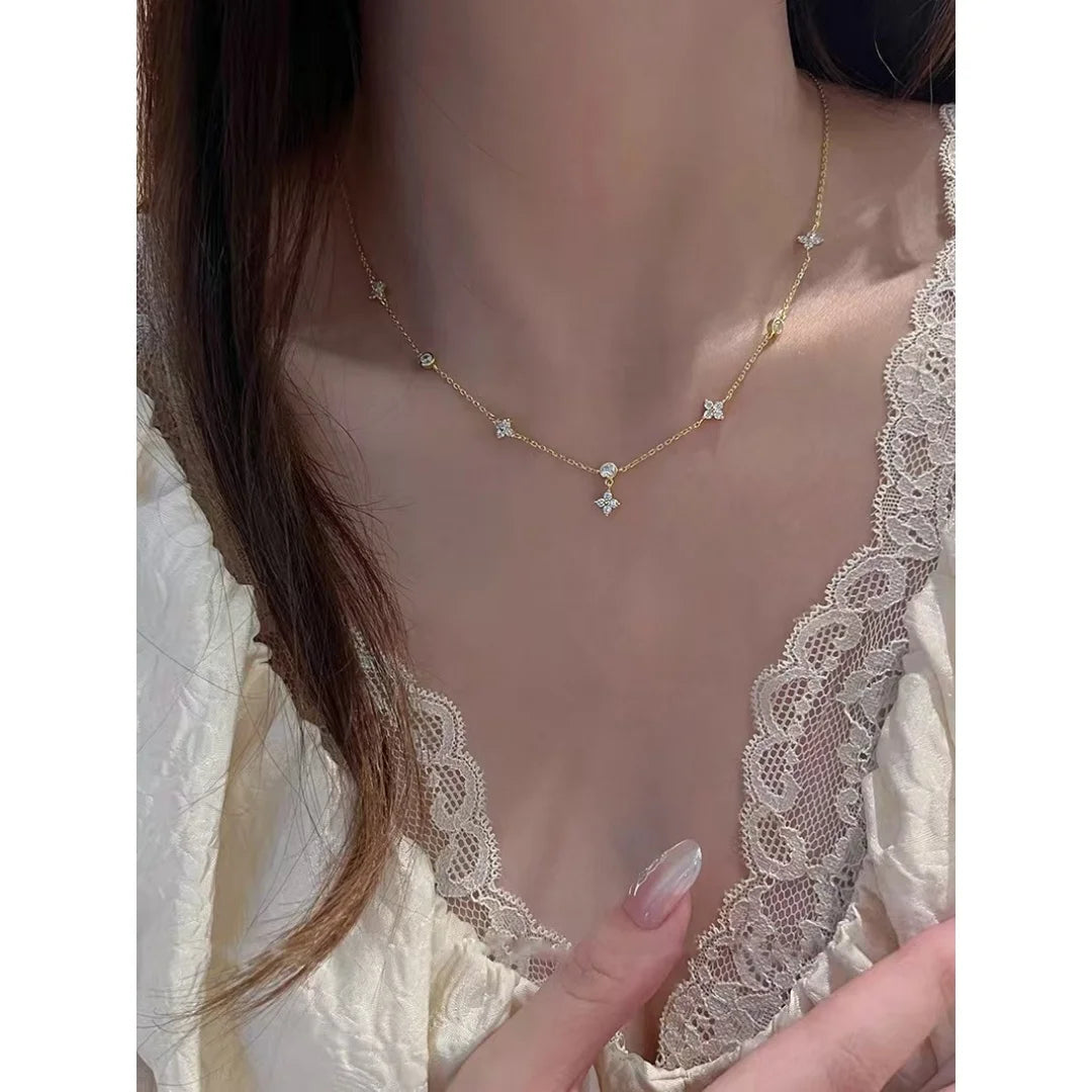 Zircon Clover Chain Necklace