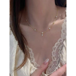 Zircon Clover Chain Necklace