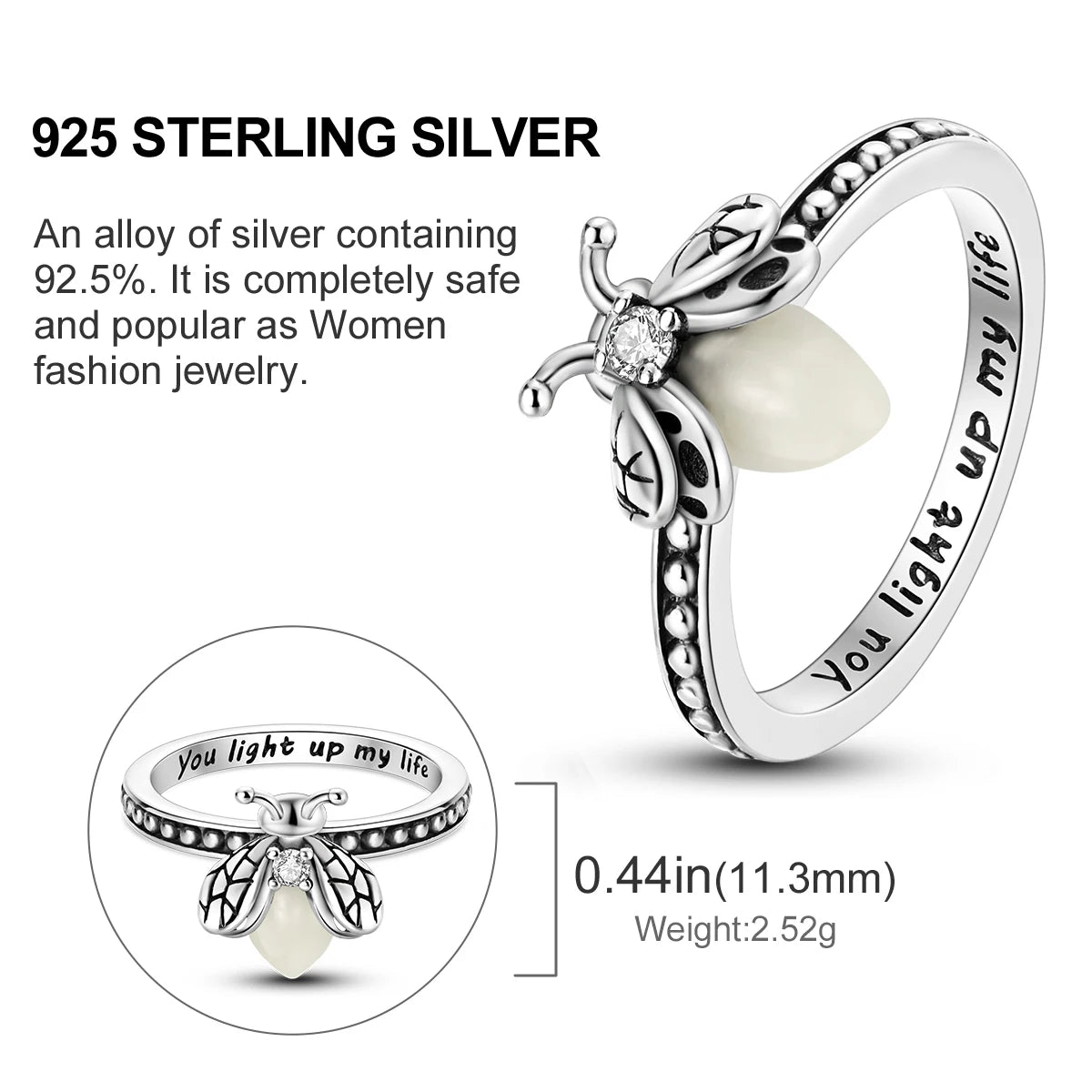 Blue Zircon Moon Ring