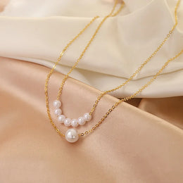 Layered Pearl Heart Necklace