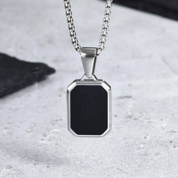 Black Enamel Square Necklace